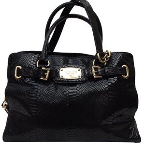 Michael Kors Hamilton Black Leather Bag